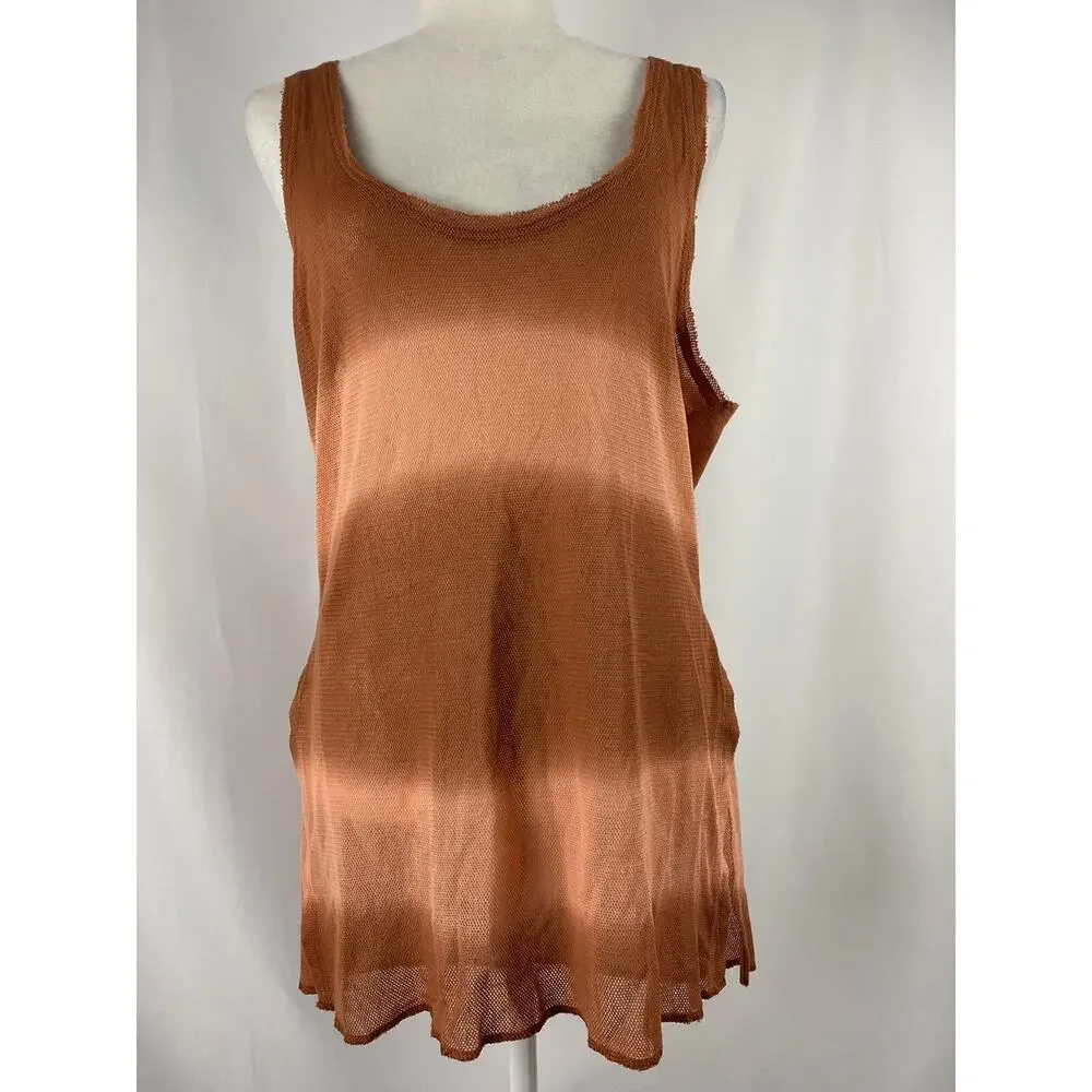 FREE PEOPLE Women Orange Acid Wash Sleeveless Scoop Neck Tank Top Size M A002069 - Picture 4 of 7